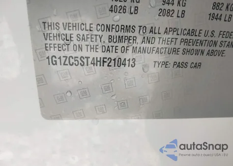 2017 Chevrolet Malibu 1Fl из США, поврежденный, VIN 1G1ZC5ST4HF210413